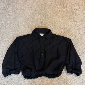 Womens Banana Republic Black Bubble Sleeve Hem Blouse Top Shirt Size XS